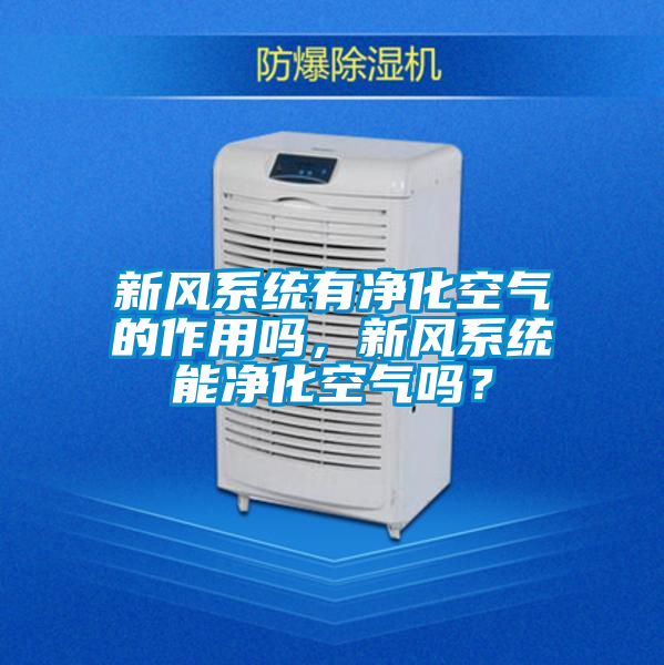 新风系统有净化空气的作用吗，新风系统能净化空气吗？